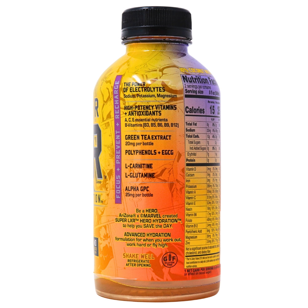 Arizona Marvel Super LXR Hero Hydration Peach Mango - Arizona Drink - Nutrition Facts - Ingredients