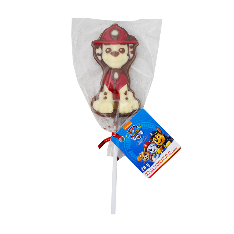 Paw Patrol Chocolate Pops - 28g - Christmas chocolate pops - Paw Patrol chocolate treats - Holiday chocolate lollipops - Festive chocolate candies - Chocolate stocking stuffers - Christmas party favours - Holiday-themed sweets - Milk chocolate characters - Paw Patrol fans - Seasonal chocolate delights