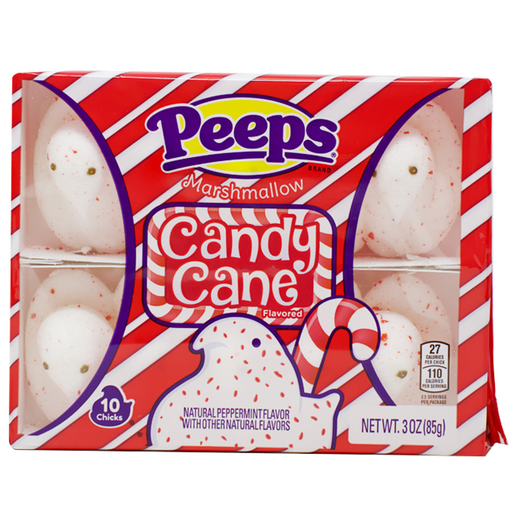 Peeps Candy Cane Marhsmallow Chicks - 3oz - Peeps Candy - Marshmallow Peeps - Christmas Candy - Candy Cane