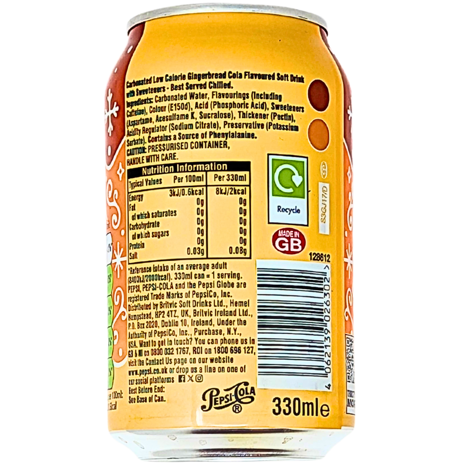 Pepsi Gingerbread Zero Sugar (UK) - 330mL