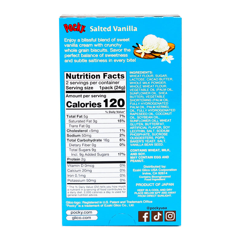 Pocky Salted Vanilla - 1.71oz   Nutrition Facts Ingredients
