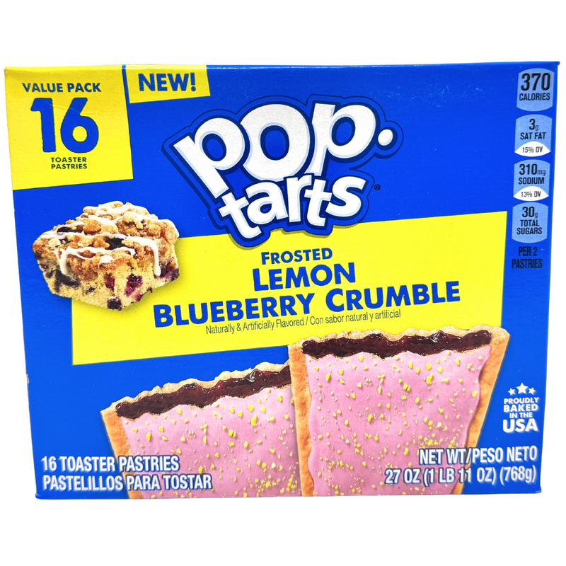 Pop-Tarts Frosted Lemon Blueberry Crumble 16 Pack - 768g