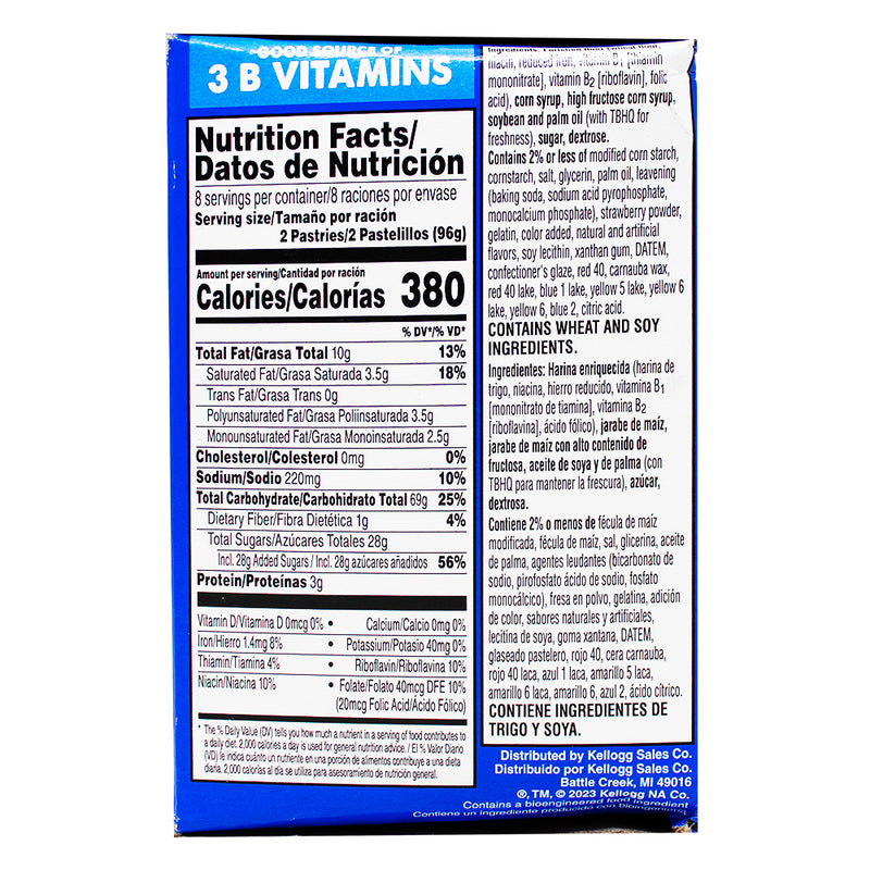 Pop-Tarts Frosted Strawberry Milkshake 16 Pack - 768g Nutrition Facts Ingredients
