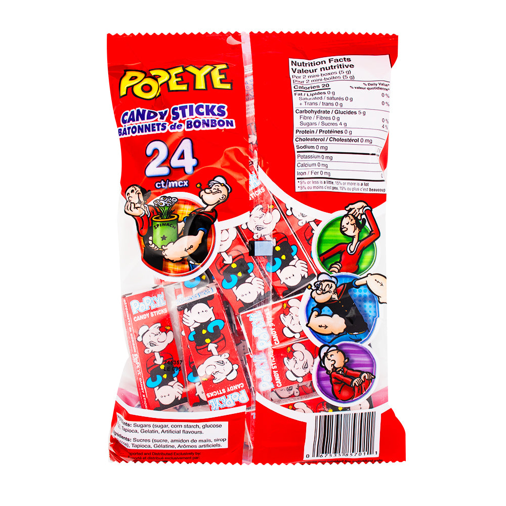 Popeye Candy Sticks - 24ct  Nutrition Facts Ingredients