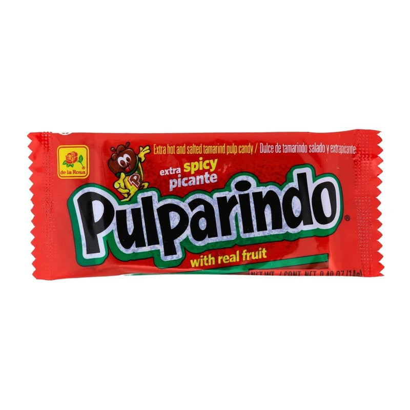 De La Rosa Pulparindo Tamarind Candy Extra Spicy - 20ct Box - Spicy Candy - Chewy Candy - Mexican Candy
