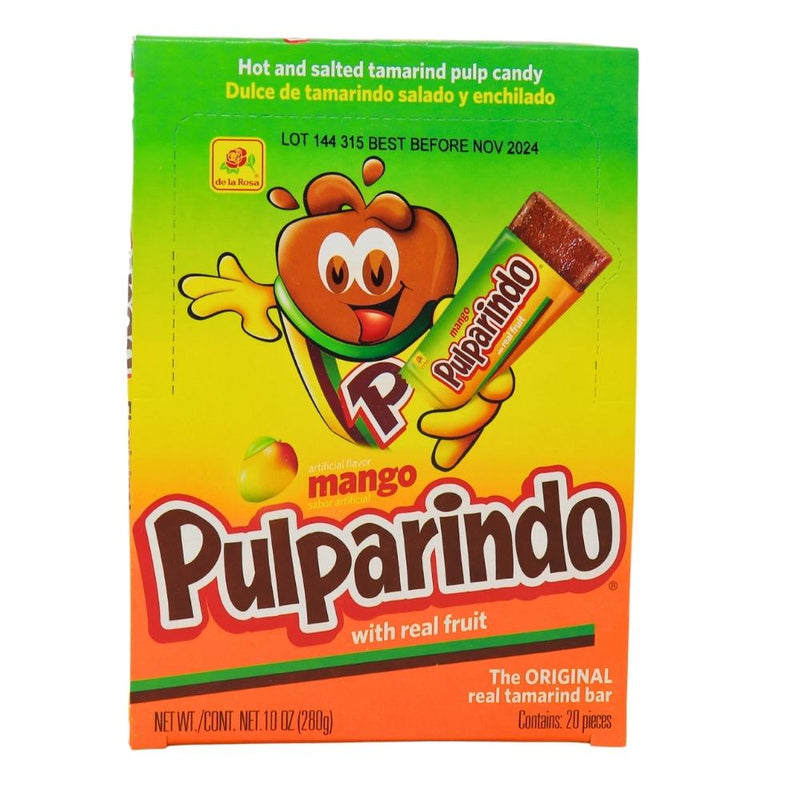 De La Rosa Pulparindo Tamarind Candy Mango - 20ct Box - Mexican Candy - Chewy Candy
