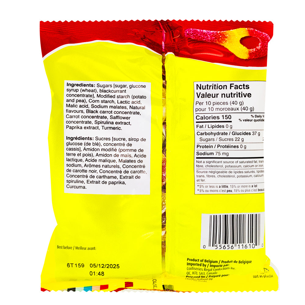 Red Band Sour Suckers Peg Bag - 175g  Nutrition Facts Ingredients