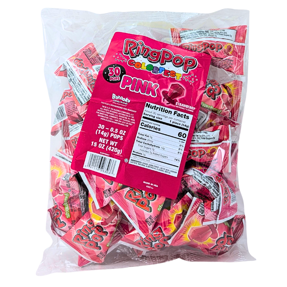 Ring Pop Colorfest Pink Strawberry 30pc - 15oz