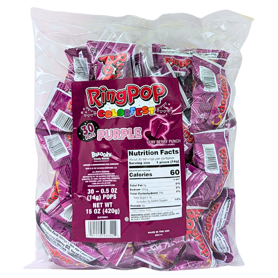 Ring Pop Colorfest Purple Very Berry Punch 30pc - 15oz