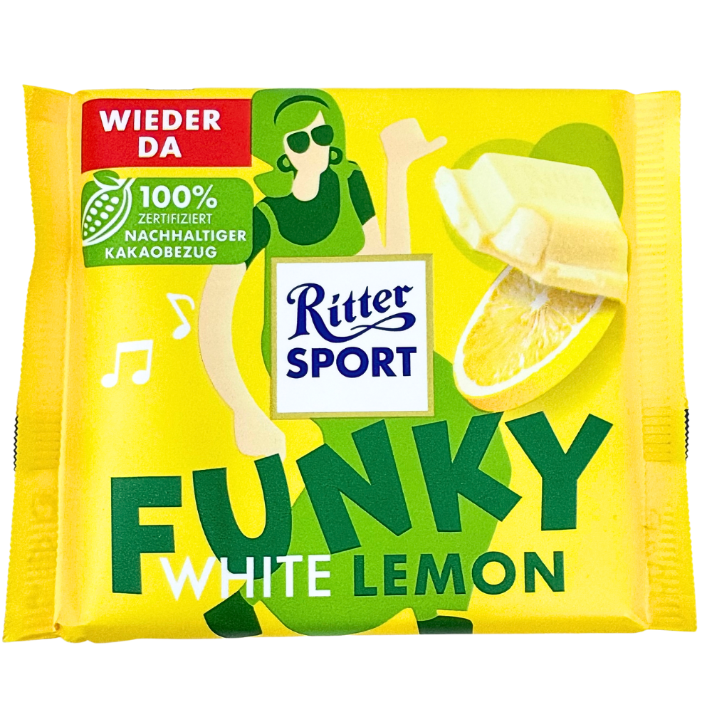 Ritter Sport Funky White Lemon - 100g | Candy Funhouse – Candy Funhouse CA