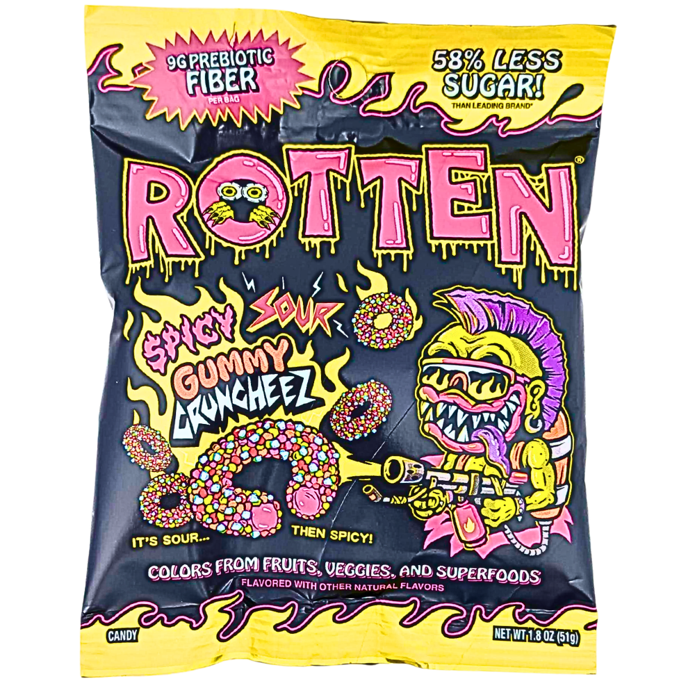 American Sweets Rotten Rotten Spicy Sour Gummy Cruncheez - 1.8oz | Candy Funhouse – Candy ...