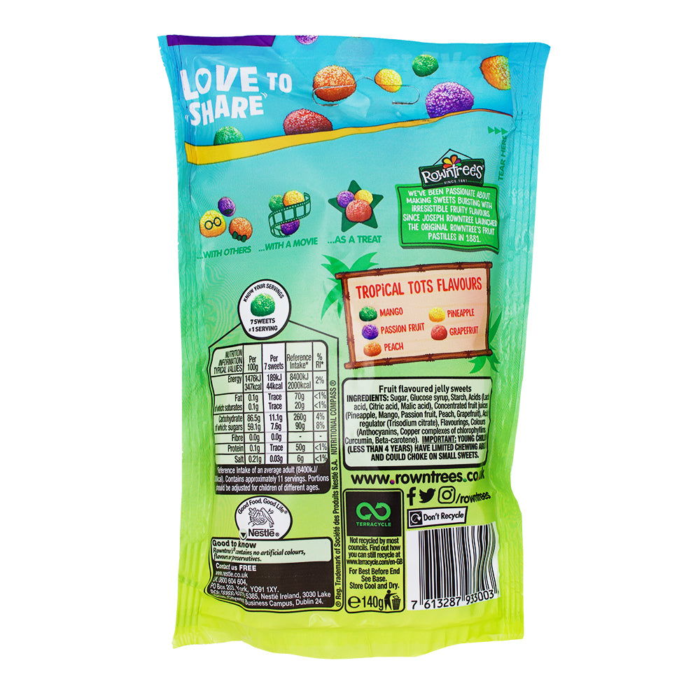 Rowntree's Jelly Tots Tropical - 140g Nutrition Facts Ingredients