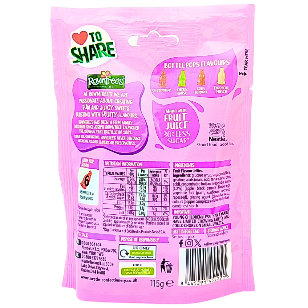 Rowntree's Bottle Pops (UK) - 115g
