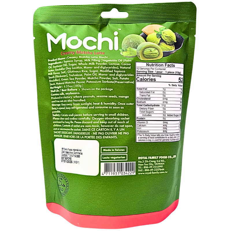 Royal Family Mochi Creamy Matcha Latte - 180g | Candy Funhouse