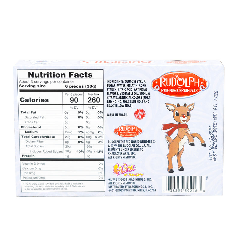 Rudolph Gummy Theater Box - 3oz  Nutrition Facts Ingredients
