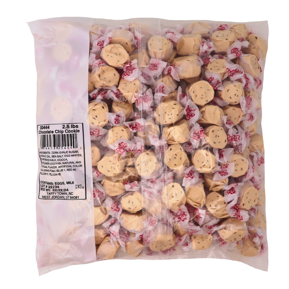 Salt Water Taffy-Chocolate Chip Cookie Taffy Town 3kg - Brown Bulk Candy Buffet Chocolate Colour_Brown Ingredients Nutrition Facts 