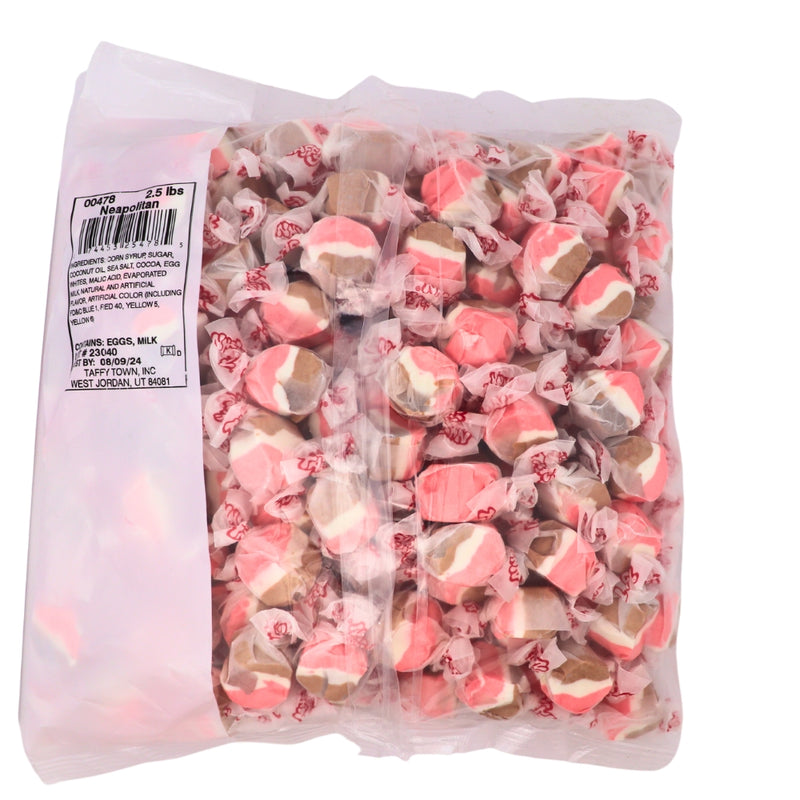 Salt Water Taffy-Neapolitan Taffy Town 3kg - Assorted Bulk Candy Buffet Colour_Assorted Gluten Free Ingredients Nutrition Facts