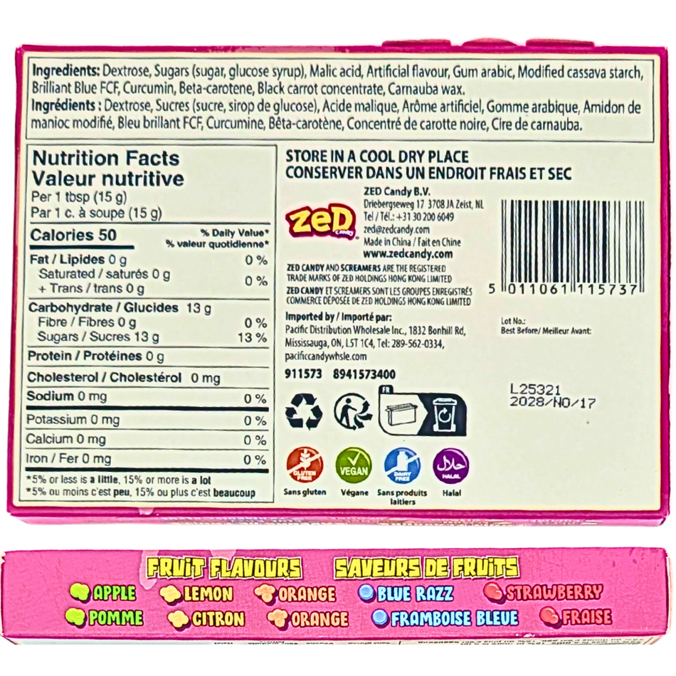 Screamers Nippers Sour Candy Crunch Theater Box - 140g