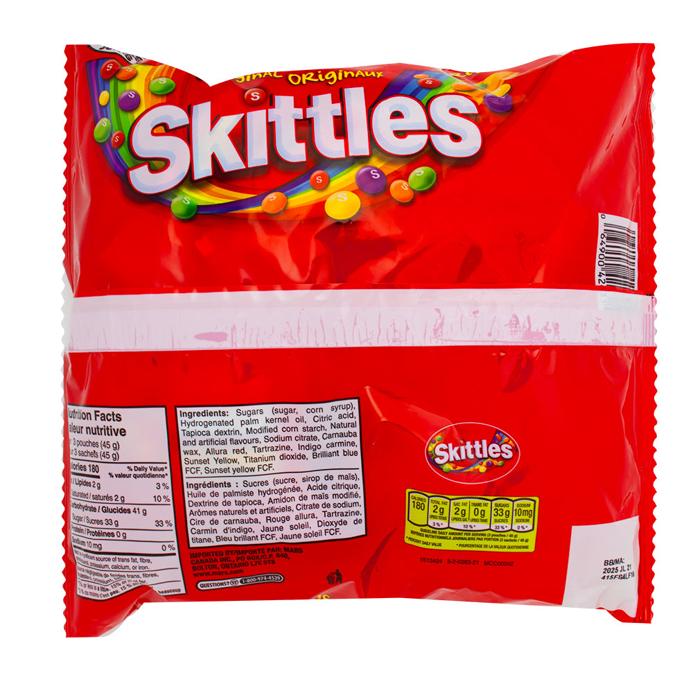 Skittles Fun Size - 20ct  Nutrition Facts Ingredients