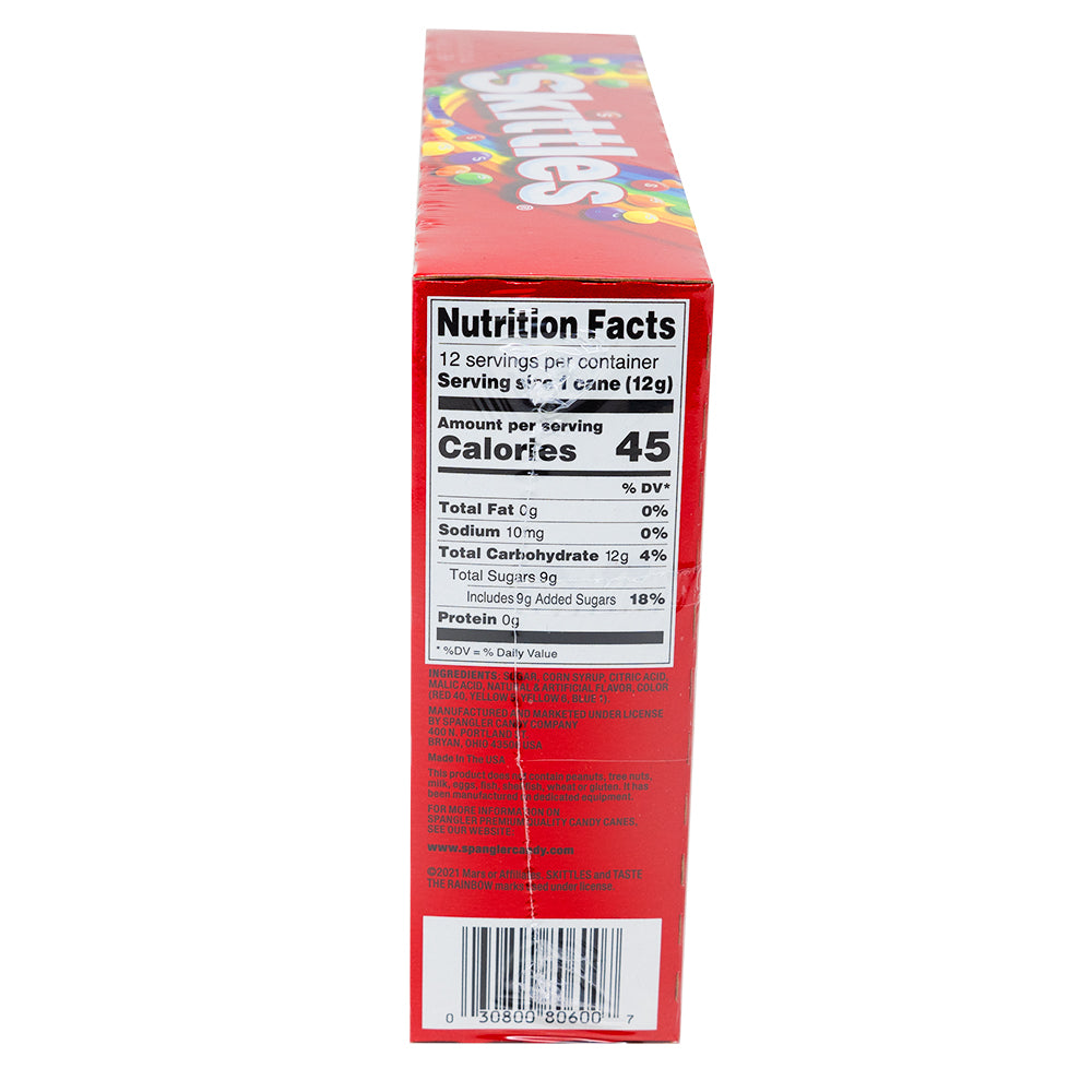 Christmas Skittles Candy Canes 12ct  Nutrition Facts Ingredients
