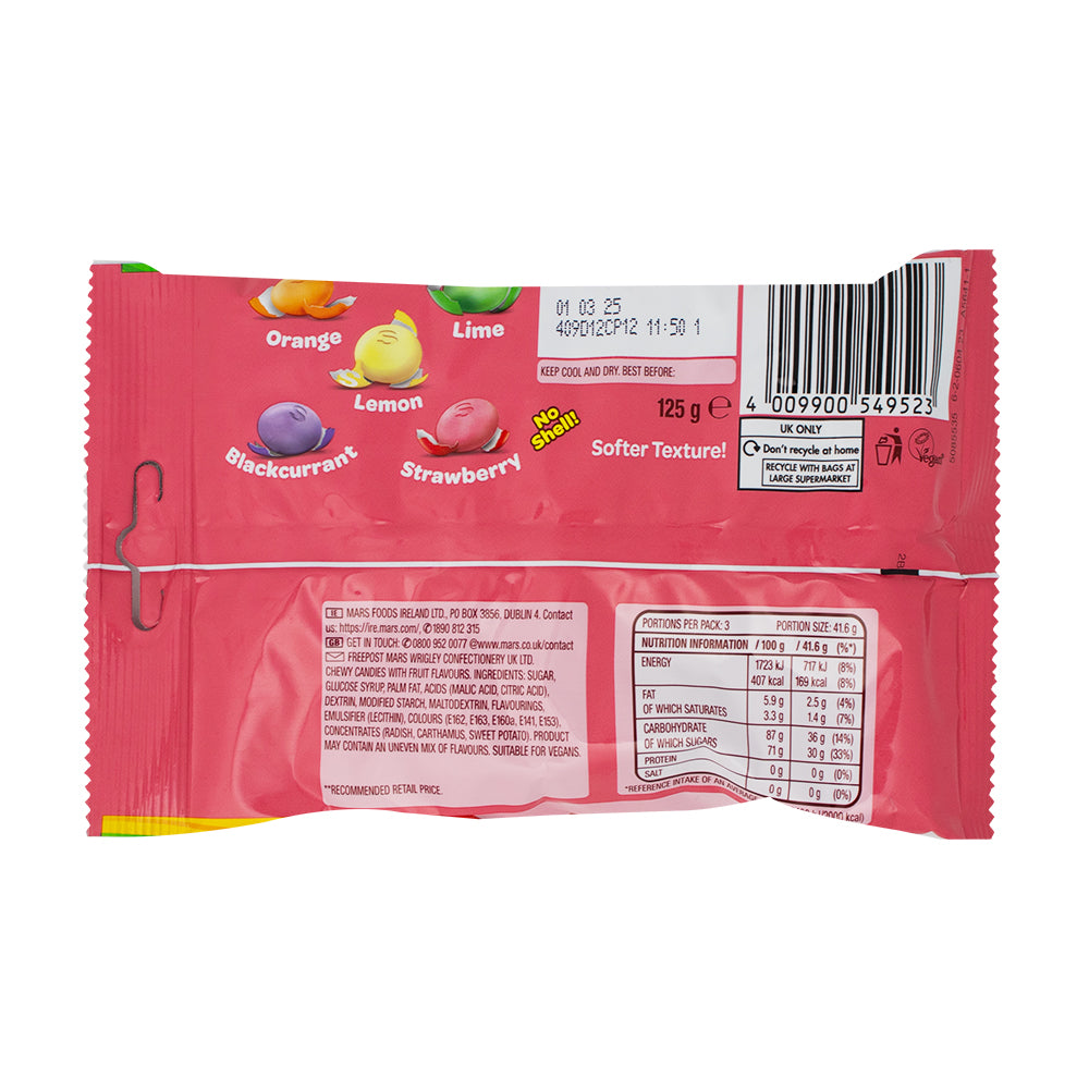 Skittles Fruit Chewies (UK) - 125g  Nutrition Facts Ingredients