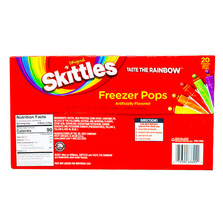 Skittles Freezer Pops - 20ct  Nutrition Facts Ingredients