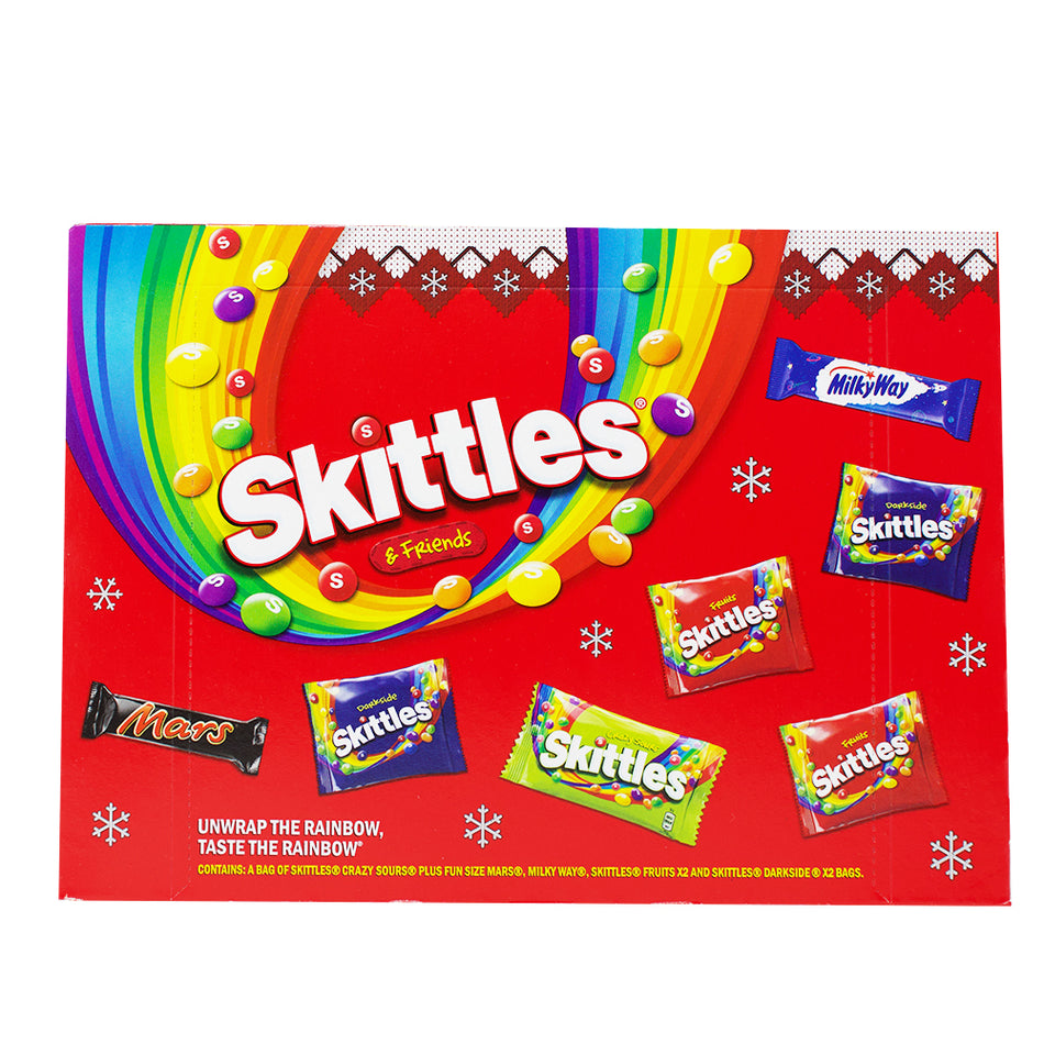 Skittles & Friends Christmas Selection Box - 150g - Skittles Christmas Selection Box - Holiday candy assortment - Festive fruity treats - Christmas candy gift - Skittles and friends flavours - Colourful holiday sweets - Christmas stocking stuffer - Festive candy box - Holiday candy joy - Seasonal candy assortment - Skittles Candy - Skittles - Mars Bar - Milky Way Bar 