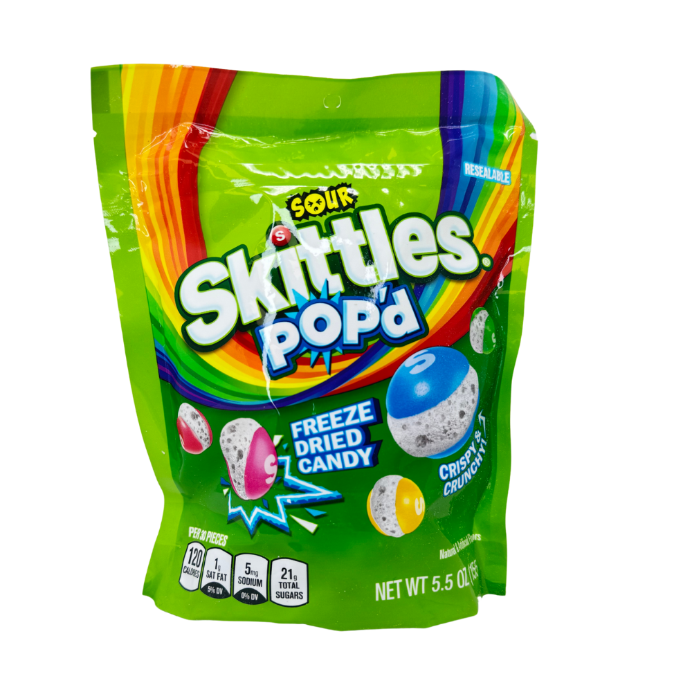 Skittles Pop'd Sour Freeze Dried Pouch - 5.5oz | Candy Funhouse – Candy ...