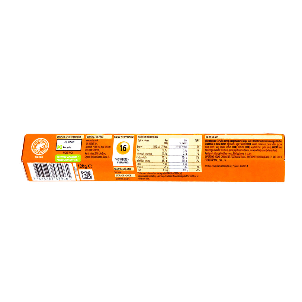 Smarties Orange Giant Tube (UK) - 120g  Nutrition Facts Ingredients
