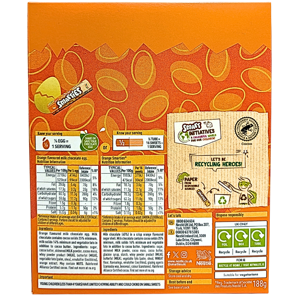 Smarties Orange Large Easter Egg (UK) - 188g