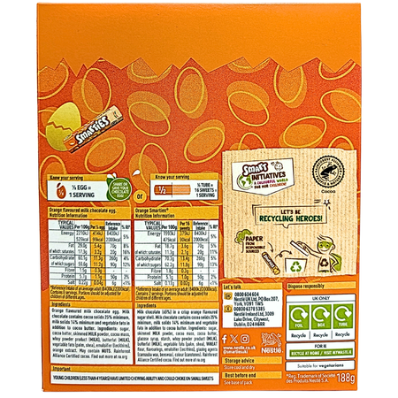 Smarties Orange Large Easter Egg (UK) - 188g