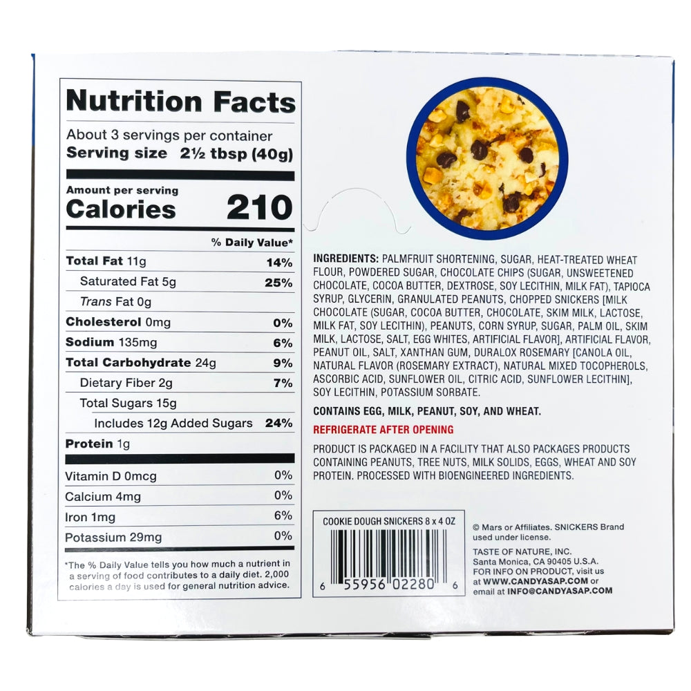 Snickers Spoonable Cookie Dough - 4oz - Nutrition Facts - Ingredients
