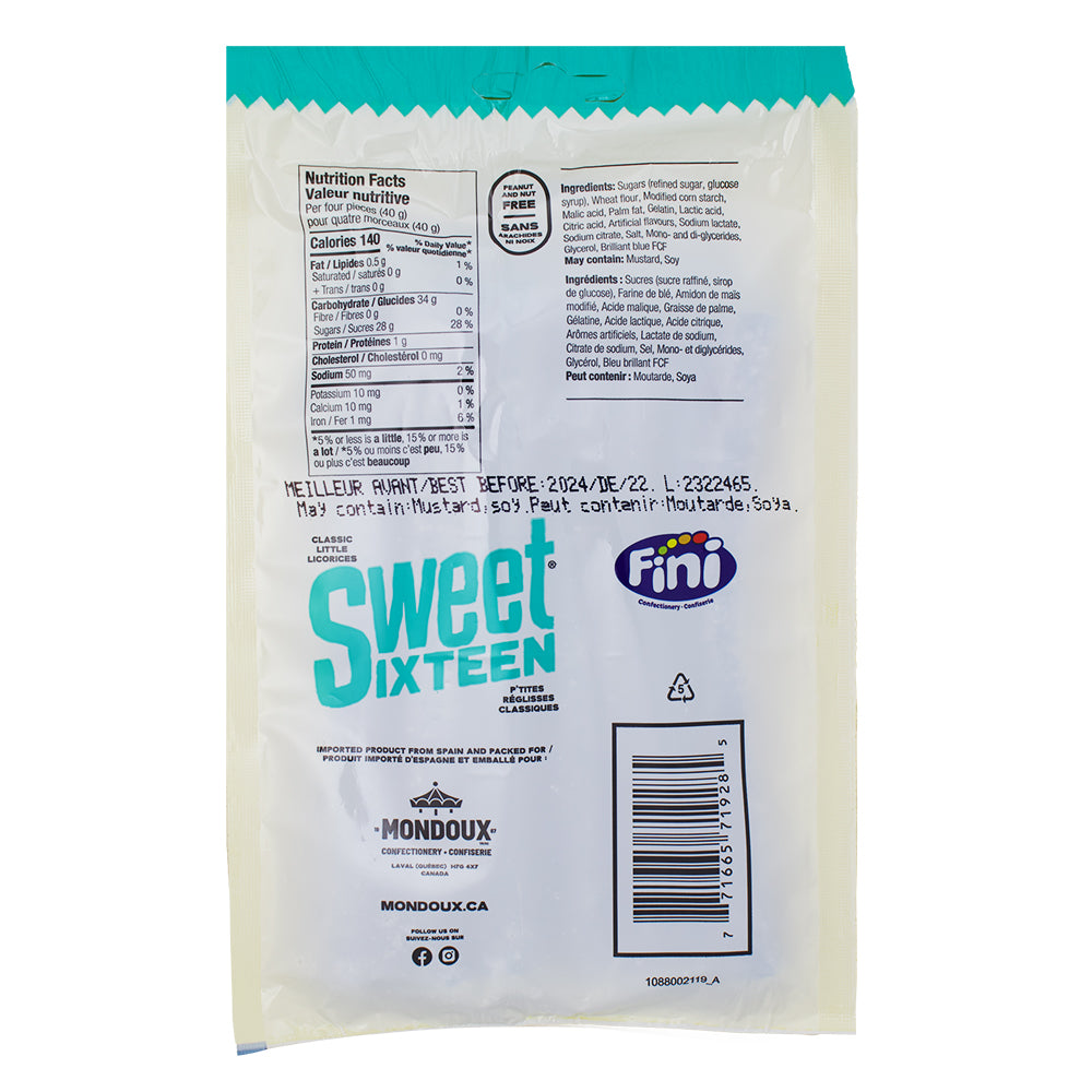 Sweet Sixteen Sour Raspberry Filled Licorice - 100g Nutrition Facts Ingredients, sweet sixteen, sweet sixteen candy, canadian candy, canadian sweets, canadian treats