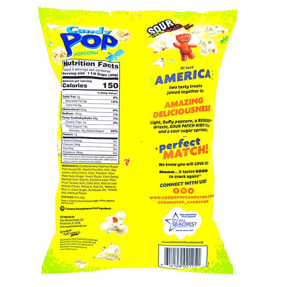 Candy Pop Sour Patch Kids Drizzled Popcorn - 149g | Candy Funhouse ...