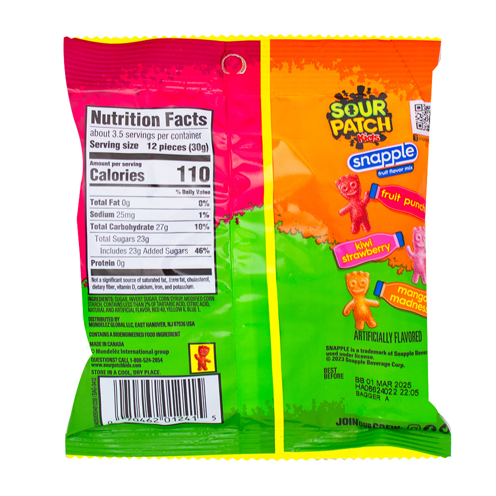 Sour Patch Kids Snapple - 3.61oz  Nutrition Facts Ingredients