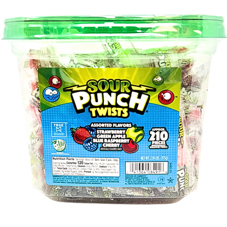 Sour Punch Assorted Licorice Twists 210 Pieces - 2.59lbs
