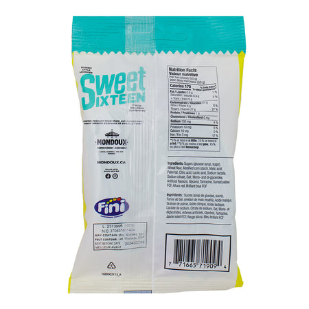 Sweet Sixteen Sour Ribbon - 125g Nutrition Facts Ingredients, sweet sixteen, sweet sixteen candy, canadian candy, canadian sweets, canadian treats
