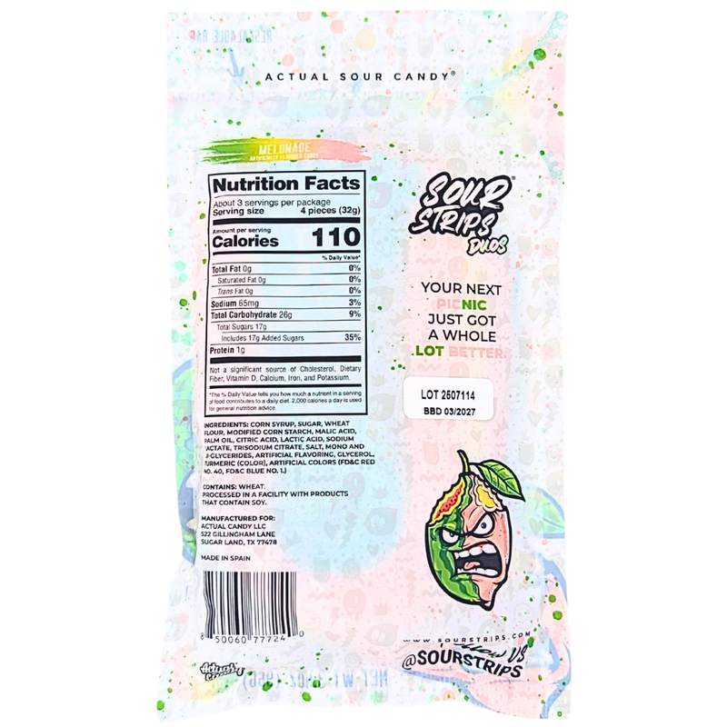 Sour Strips Candy - Melonade - 96g