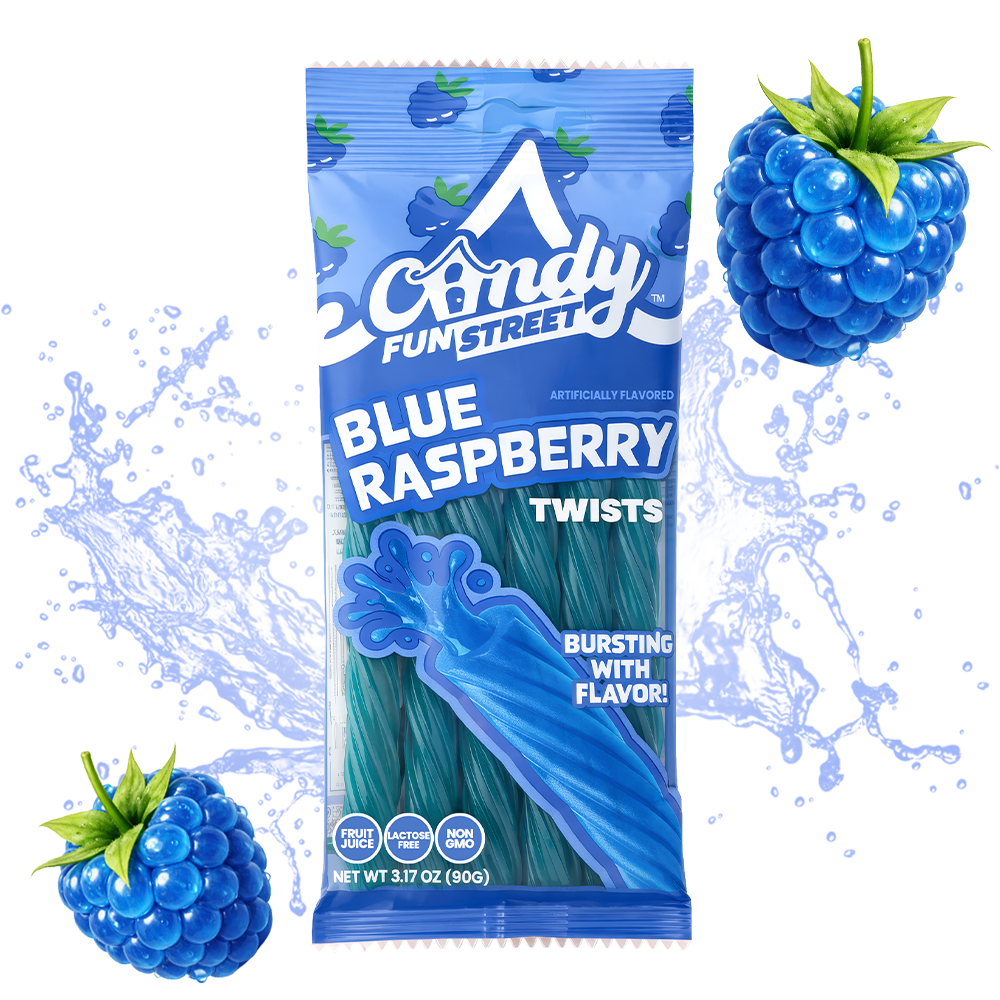 Candy Fun Street Blue Raspberry Twists- 3.17oz