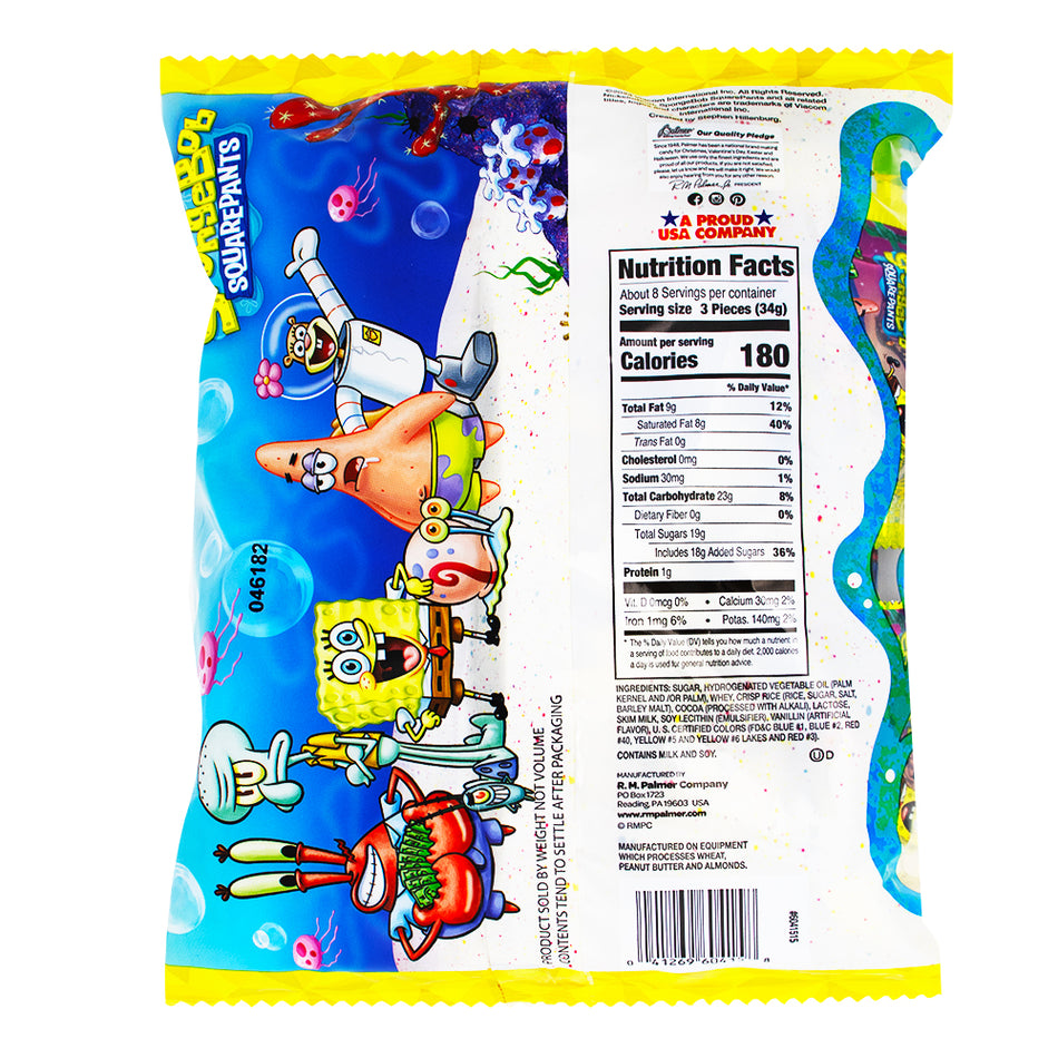 Palmer Spongebob Minis Assorted - 10oz   Nutrition Facts Ingredients - Spongebob Candy - Spongebob Chocolate - Spongebob Mini Double Crisp Chocolate - Palmer Candy - Palmer Spongebob Mini Double Crisp Chocolate - Chocolate - Chocolate Candy