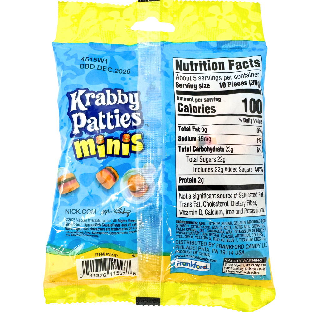 Spongebob Krabby Patty Minis Peg Bag - 5oz