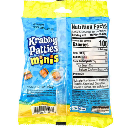 Spongebob Krabby Patty Minis Peg Bag - 5oz