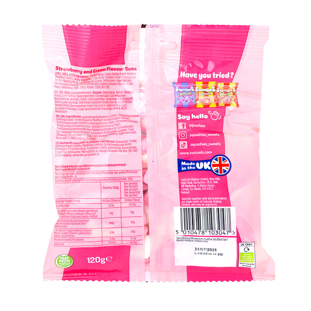 Squashies Strawberry and Cream (UK) - 120g  Nutrition Facts Ingredients
