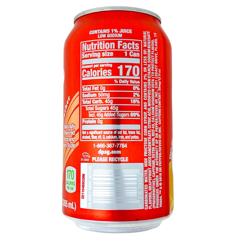 Squirt Ruby Red Soda Pop - 355mL - Nutrition Facts - Ingredients