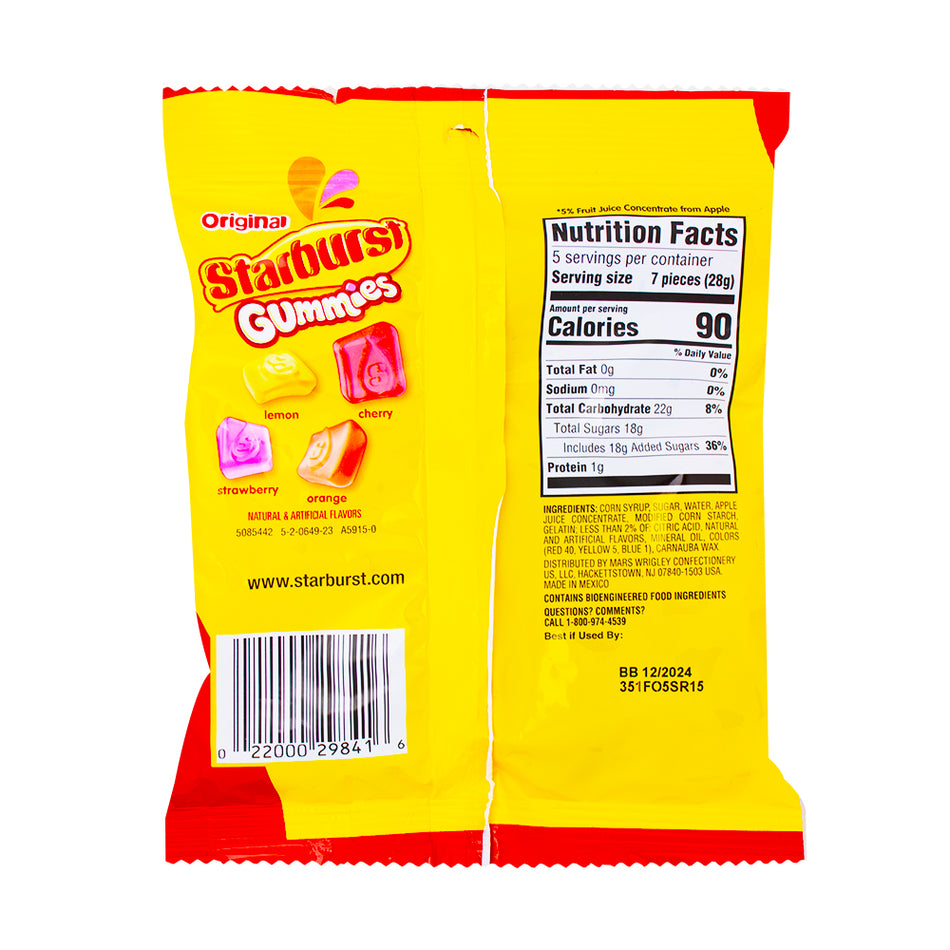 Starburst Gummies Original - 141g  Nutrition Facts Ingredients