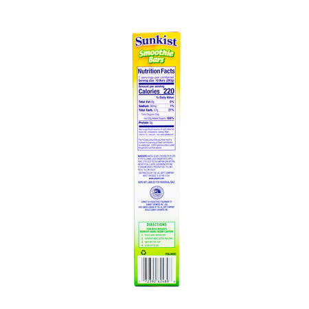 Sunkist Smoothie Freezer Pops 10ct - 283.5g  Nutrition Facts Ingredients