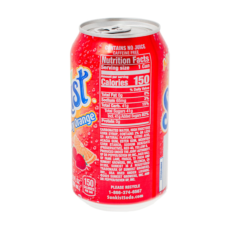 Sunkist Strawberry Orange - 355mL  Nutrition Facts Ingredients - Sunkist - Sunkist Drink - Sunkist Soda - Sunkist Strawberry Orange - Sunkist Starberry - Sunkist Orange - Strawberry Juice - Orange Juice