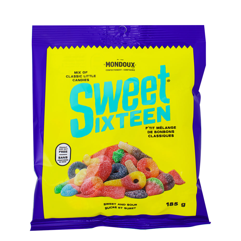 Sweet Sixteen Sweet & Sour - 185g - Canadian Candy - Mondoux Candy - Sour Candy - Gummy Candy