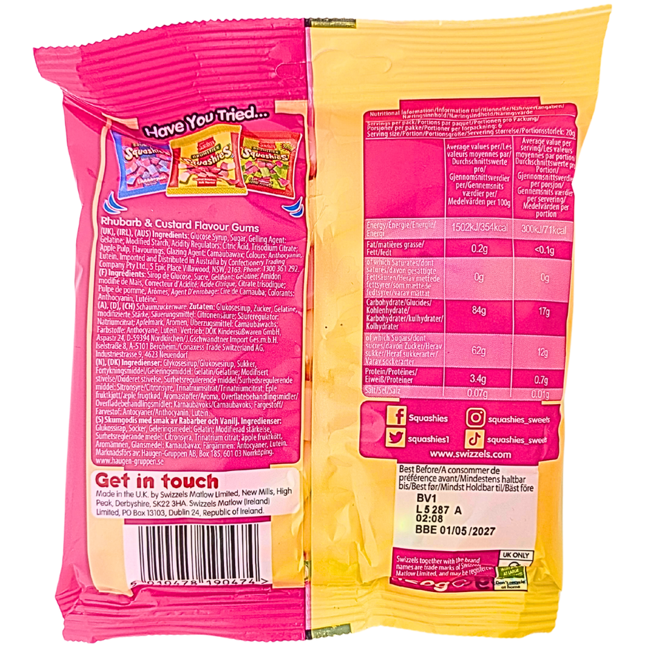 Swizzels Drumstick Squashies Rhubarb & Custard (UK) - 120g