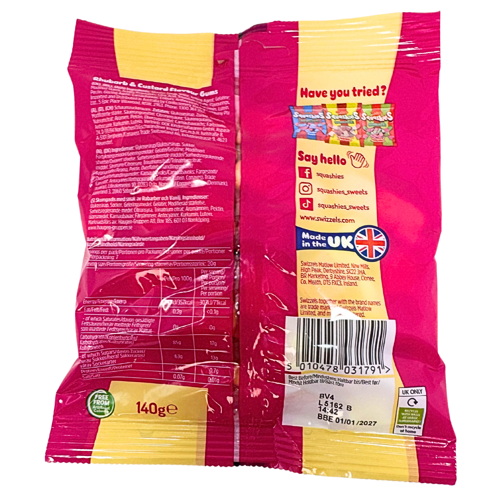 Swizzels Drumstick Squashies Rhubarb & Custard (UK) - 140g